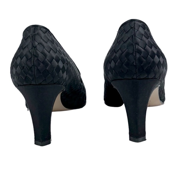 BOTTEGA VENETA 17087 POINTED TOE SILK INTRECCIATO LEATHER SOLE PUMP HEELS - Picture 7 of 14